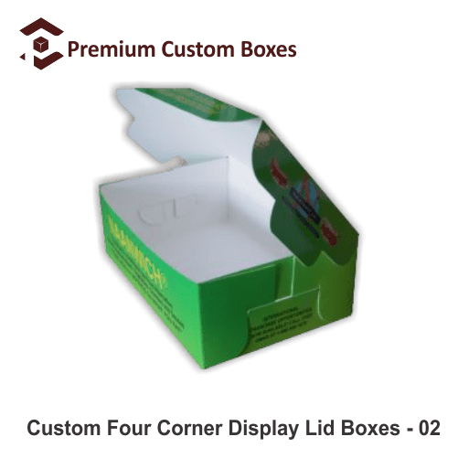Custom four corner display lid boxes